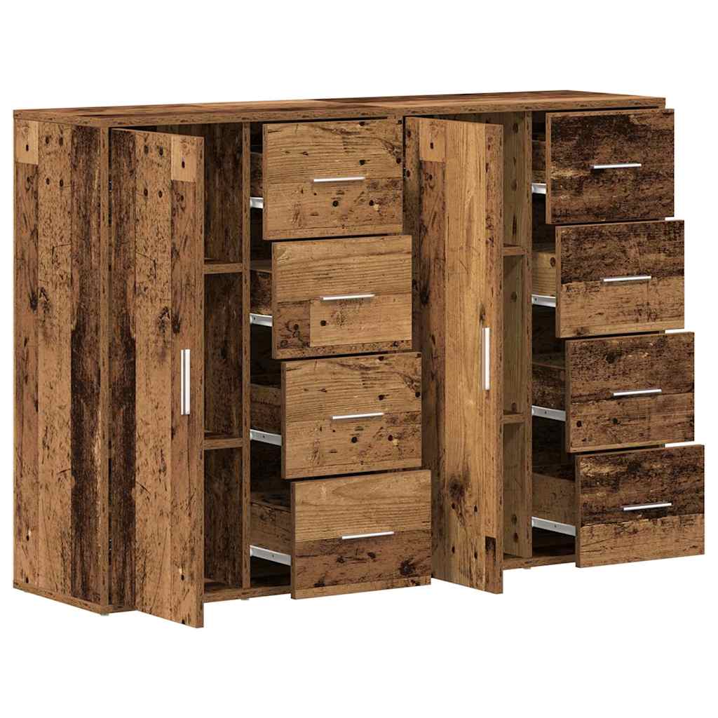 Skåp med låda 2 pcs Gammalt trä 60 x 31 x 84 cm Konstruerat trä
