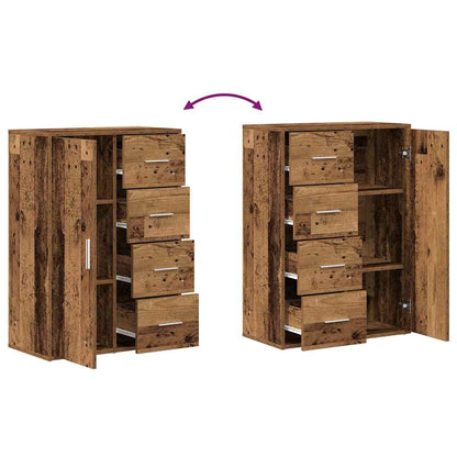 Skåp med låda 2 pcs Gammalt trä 60 x 31 x 84 cm Konstruerat trä