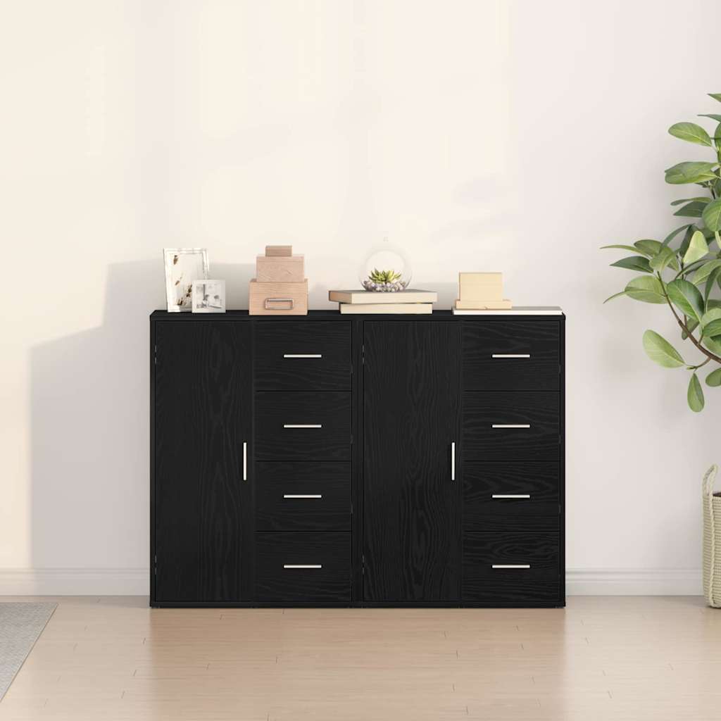 Skåp med låda 2 pcs Svart ek 60 x 31 x 84 cm Konstruerat trä