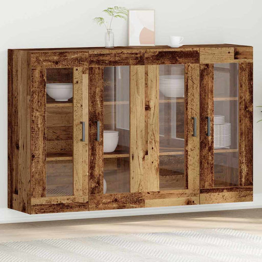 Väggskåp 2 pcs Gammalt trä 69.5 x 34 x 90 cm Konstruerat trä