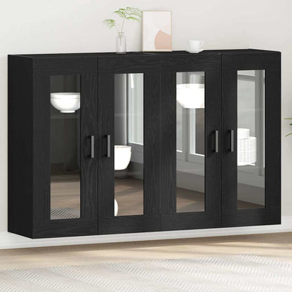 Väggskåp 2 pcs Svart ek 69.5 x 34 x 90 cm Konstruerat trä