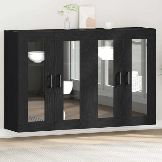 Väggskåp 2 pcs Svart ek 69.5 x 34 x 90 cm Konstruerat trä