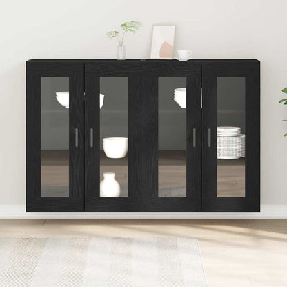Väggskåp 2 pcs Svart ek 69.5 x 34 x 90 cm Konstruerat trä