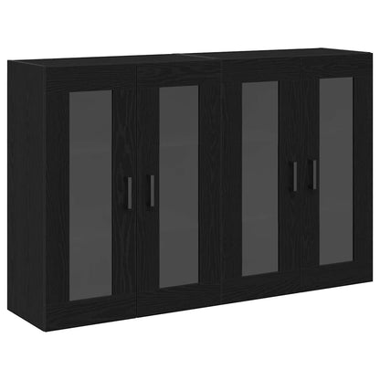 Väggskåp 2 pcs Svart ek 69.5 x 34 x 90 cm Konstruerat trä