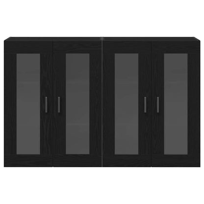 Väggskåp 2 pcs Svart ek 69.5 x 34 x 90 cm Konstruerat trä