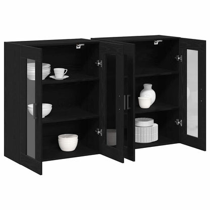 Väggskåp 2 pcs Svart ek 69.5 x 34 x 90 cm Konstruerat trä