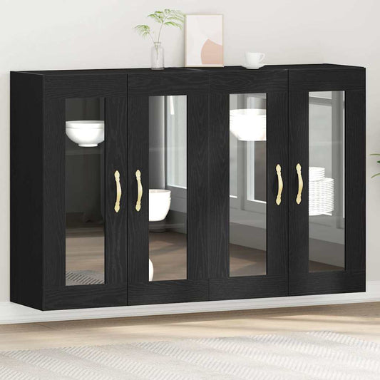 Väggskåp 2 pcs Svart ek 69.5 x 34 x 90 cm Konstruerat trä