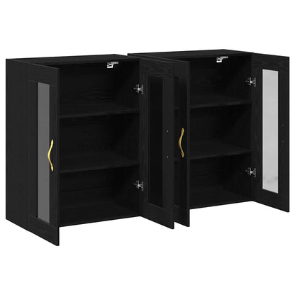 Väggskåp 2 pcs Svart ek 69.5 x 34 x 90 cm Konstruerat trä