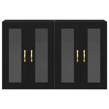 Väggskåp 2 pcs Svart ek 69.5 x 34 x 90 cm Konstruerat trä