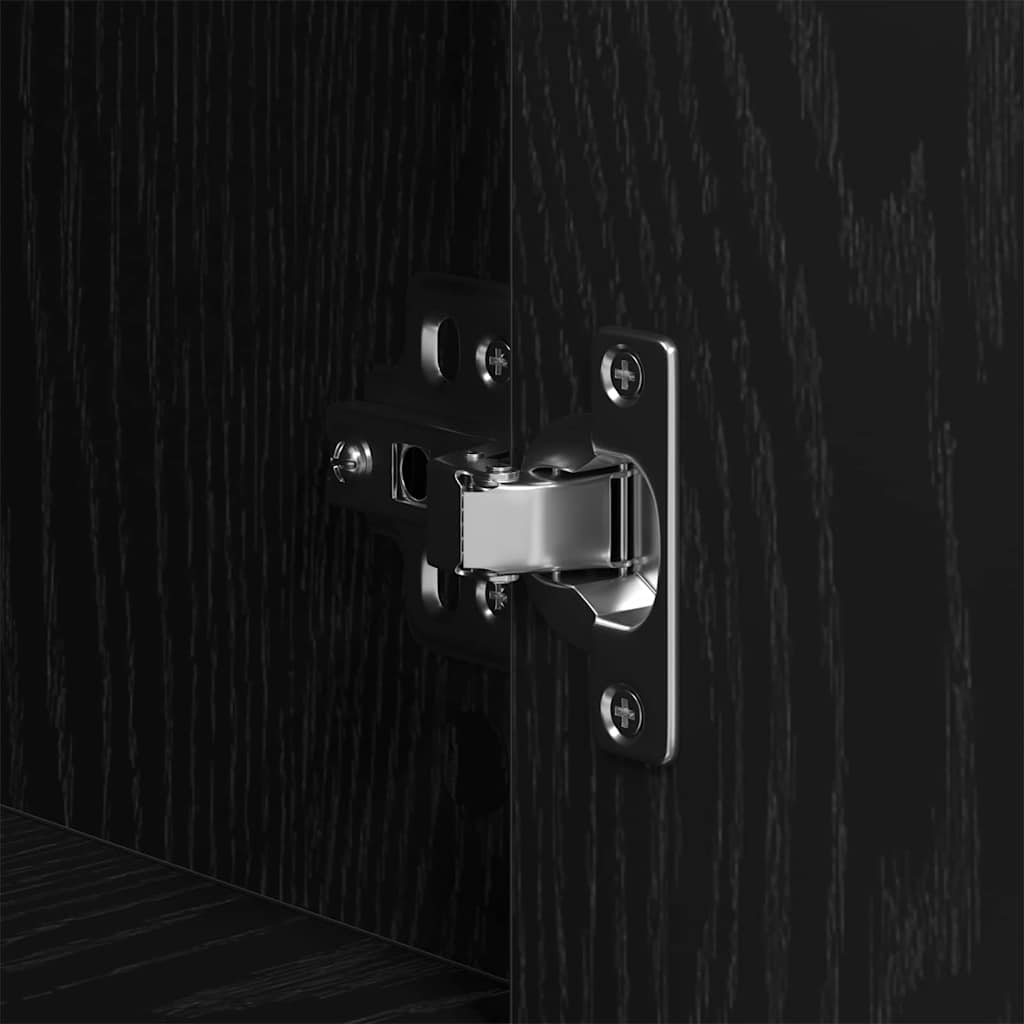 Högskåp med låda Svart ek 80 x 33 x 150 cm Konstruerat trä