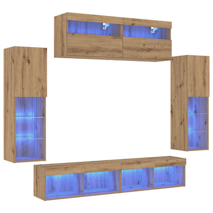 TV väggskåp set 6 pcs artisan ek 30.5 x 30 x 102 cm