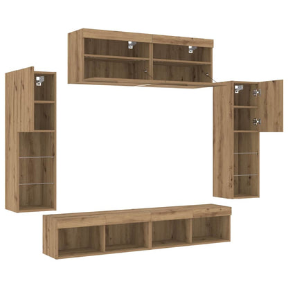 TV väggskåp set 6 pcs artisan ek 30.5 x 30 x 102 cm