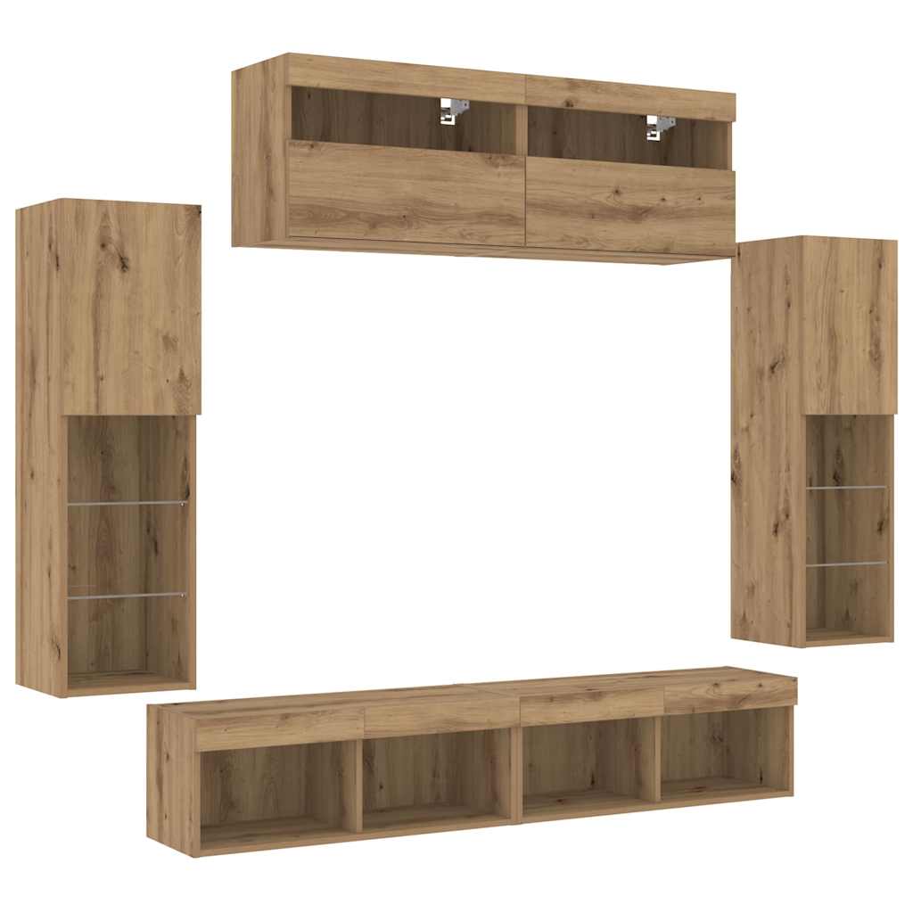 TV väggskåp set 6 pcs artisan ek 30.5 x 30 x 102 cm