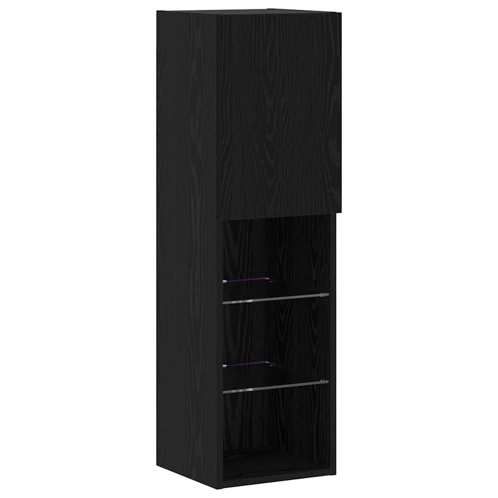 TV väggskåp set Väggmonterad 6 pcs Svart ek 30.5 x 30 x 102 cm