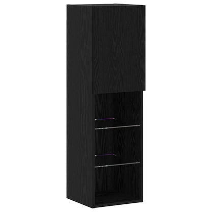 TV väggskåp set Väggmonterad 6 pcs Svart ek 30.5 x 30 x 102 cm