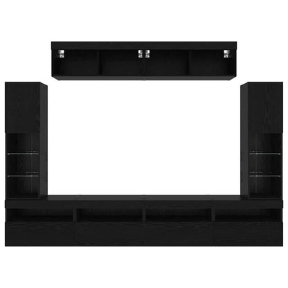 TV väggskåp set Väggmonterad 6 pcs Svart ek 30.5 x 30 x 102 cm