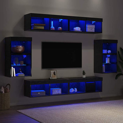 Underhållningscentrum 8 pcs Svart ek 40 x 28.5 x 40 cm