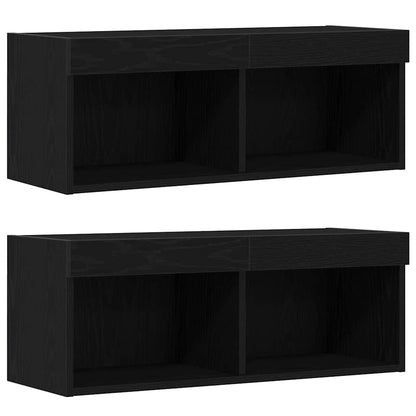 Underhållningscentrum 8 pcs Svart ek 40 x 28.5 x 40 cm