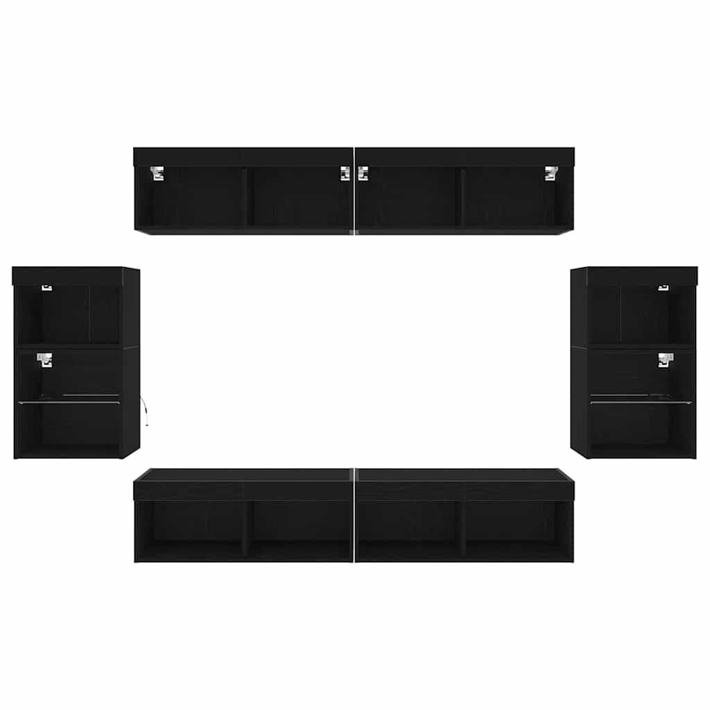 Underhållningscentrum 8 pcs Svart ek 40 x 28.5 x 40 cm