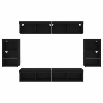 Underhållningscentrum 8 pcs Svart ek 40 x 28.5 x 40 cm