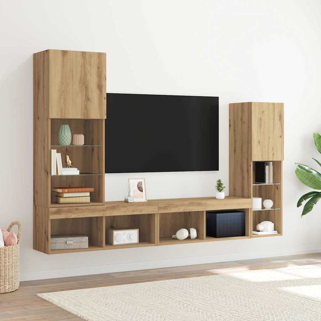TV-skåp 4 pcs artisan ek 40.5 x 30 x 102 cm Konstruerat trä