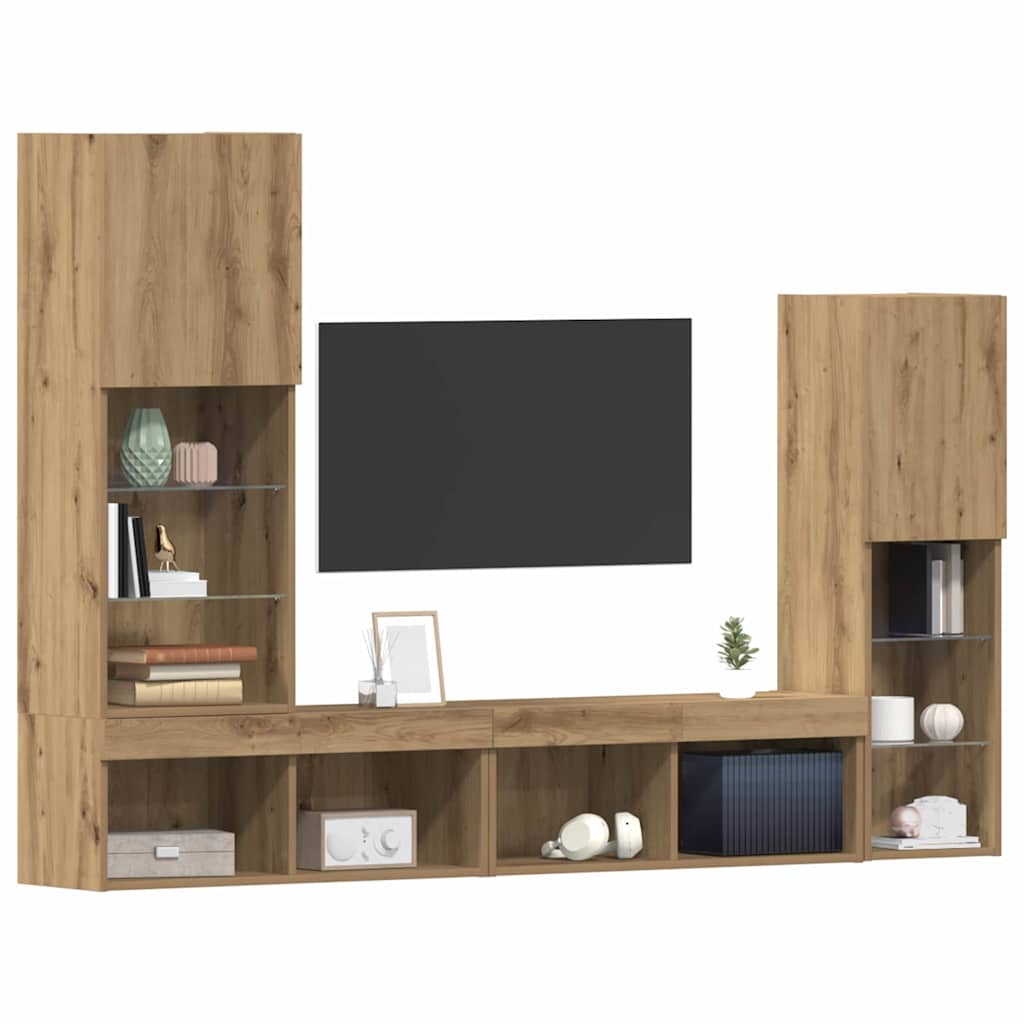 TV-skåp 4 pcs artisan ek 40.5 x 30 x 102 cm Konstruerat trä