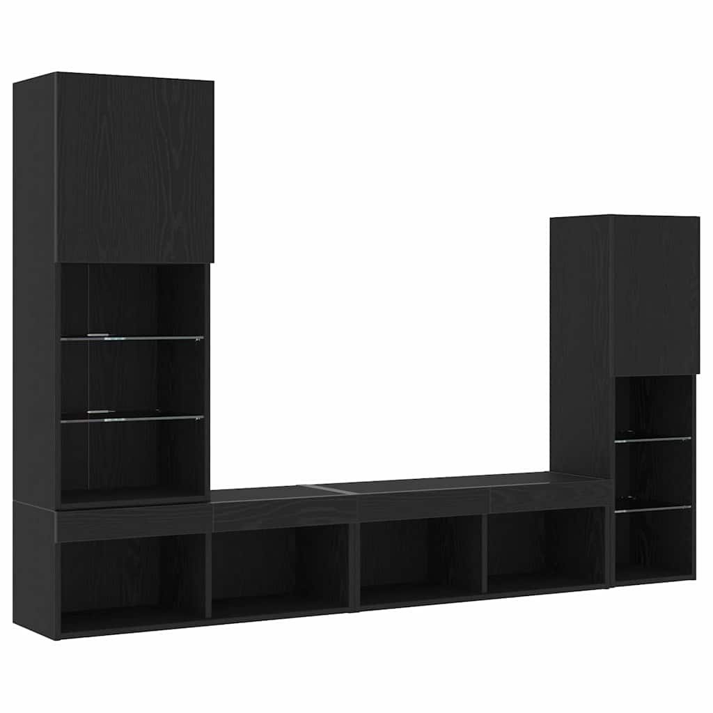 TV-skåp 4 pcs Svart ek 40.5 x 30 x 102 cm Konstruerat trä