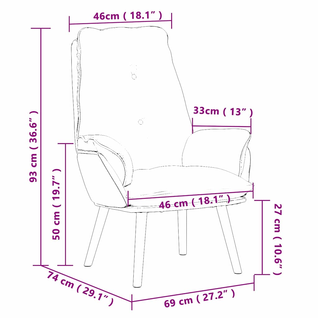 Avkopplande stol Kräm 69 x 74 x 93 cm tyg