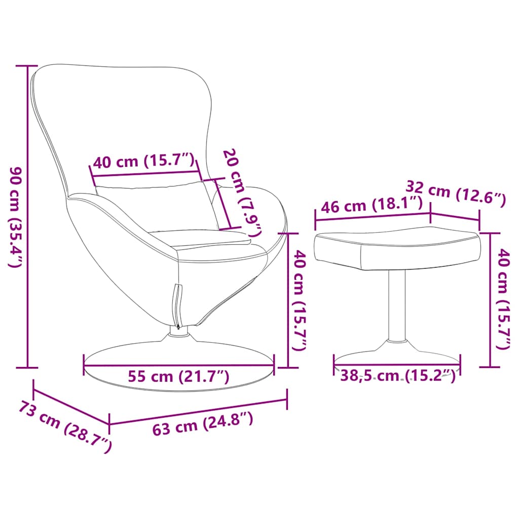 Fåtölj Grön Ljusgrön Äggstol med Fotpall 63 x 73 x 90 cm Sammet