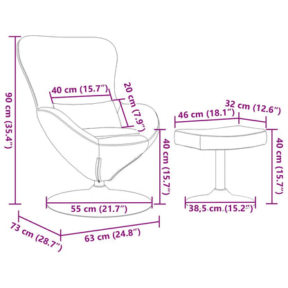 Fåtölj Svart Äggstol med Fotpall 63 x 73 x 90 cm Sammet