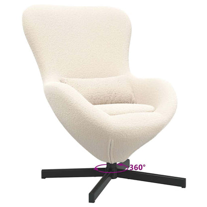 Fåtölj Kräm Äggfåtölj 63 x 73 x 90 cm Krälsig Ull-liknande Tyg