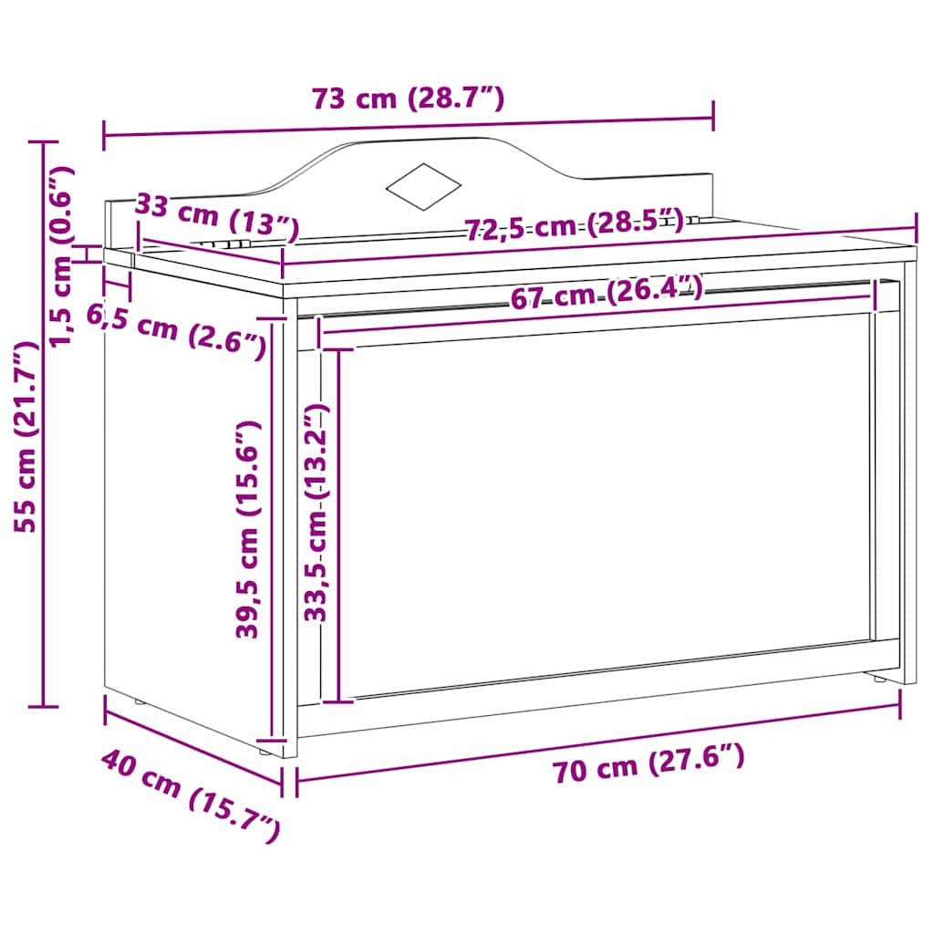 Förvaringsbänk Leklåda med lagring Vit 73 x 33 x 55 cm