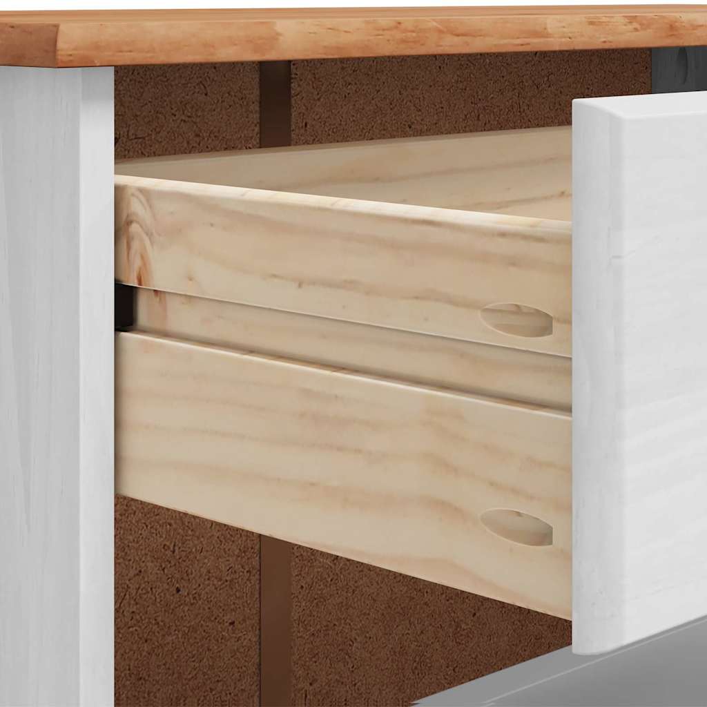 Skoskåp med låda ASKIM Vit 85 x 35 x 108 cm Massivt tallträ