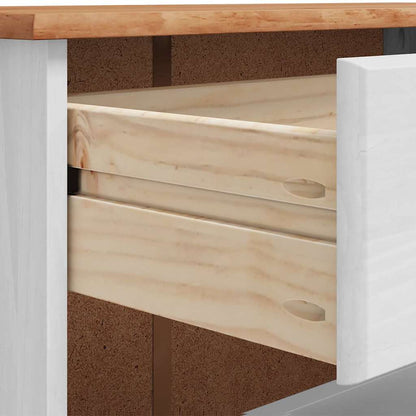 Skoskåp med låda ASKIM Vit 85 x 35 x 108 cm Massivt tallträ