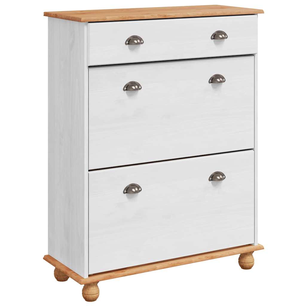 Skoskåp med låda ASKIM Vit 85 x 35 x 108 cm Massivt tallträ