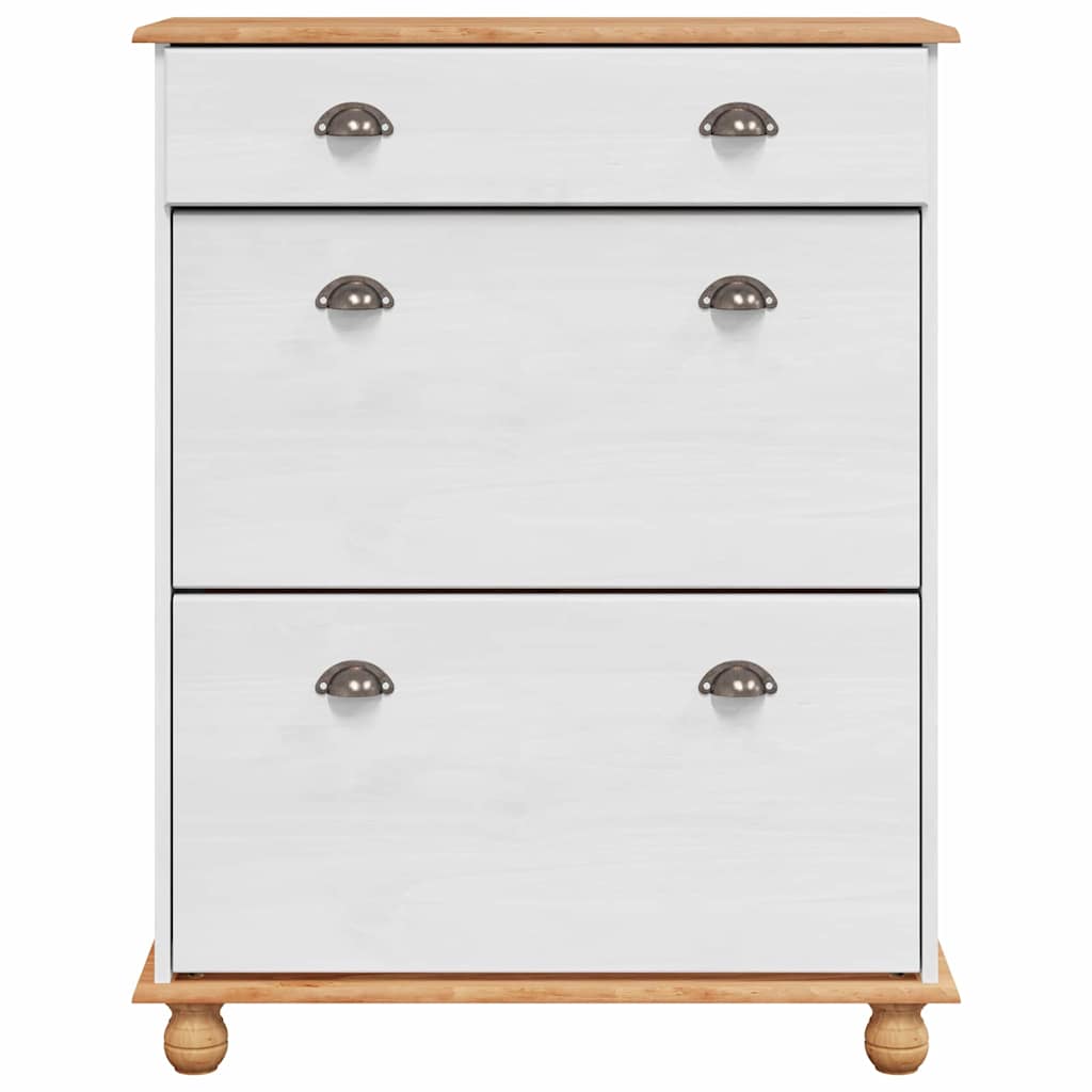 Skoskåp med låda ASKIM Vit 85 x 35 x 108 cm Massivt tallträ