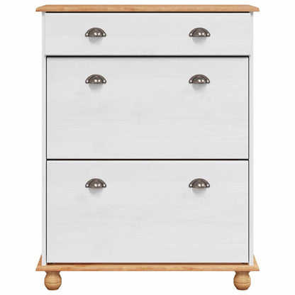 Skoskåp med låda ASKIM Vit 85 x 35 x 108 cm Massivt tallträ