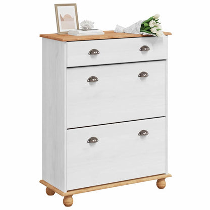 Skoskåp med låda ASKIM Vit 85 x 35 x 108 cm Massivt tallträ