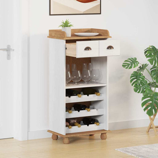 Vinskåp ASKIM Vit 57 x 37 x 114 cm Massiv furu