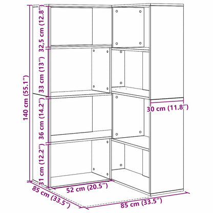 Bokskåp Svart ek 140 x 30 x 140 cm Konstruerat trä