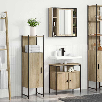 Badrumsmöbelset 3 pcs Brun 33 x 33 x 120.5 cm Konstruerat trä