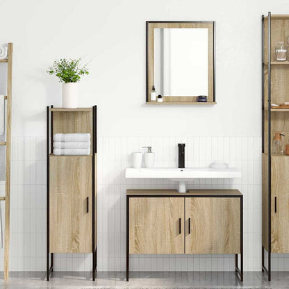 Badrumsmöbelset 3 pcs Brun 33 x 33 x 120.5 cm Konstruerat trä