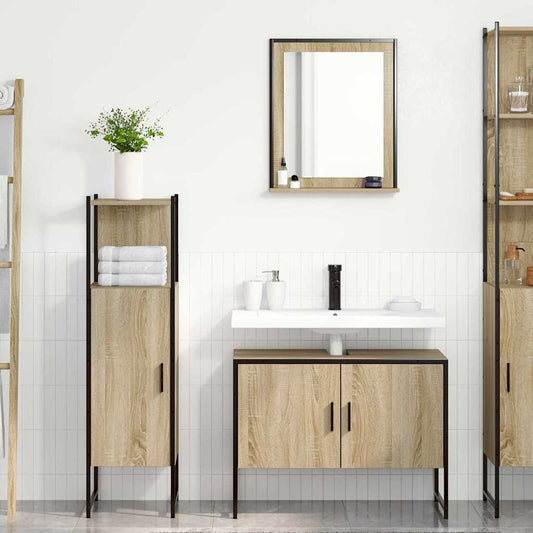 Badrumsmöbelset 3 pcs Brun 33 x 33 x 120.5 cm Konstruerat trä