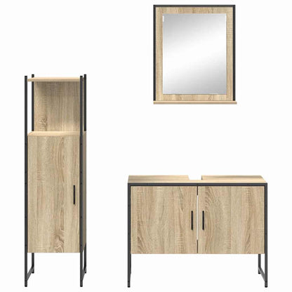 Badrumsmöbelset 3 pcs Brun 33 x 33 x 120.5 cm Konstruerat trä