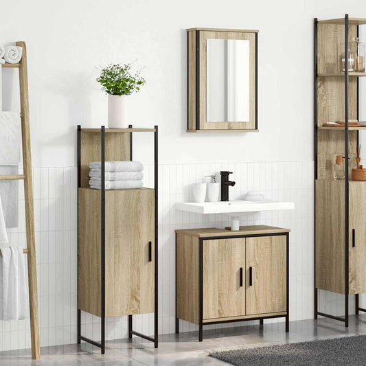 Badrumsmöbelset 3 pcs Brun 60 x 30 x 60 cm Konstruerat trä