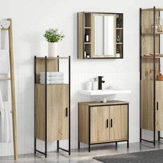 Badrumsmöbelset 3 pcs Brun 60 x 30 x 60 cm Konstruerat trä