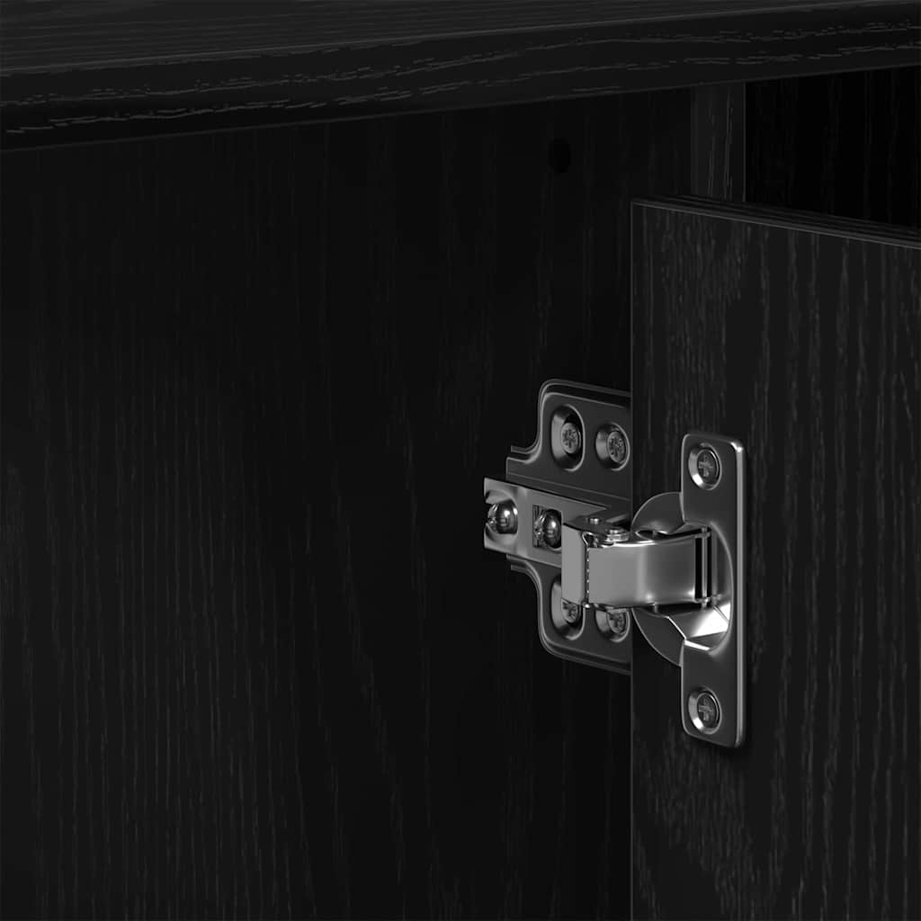 Badrumsunderskåp med dörr Svart Ek 91 x 35 x 60 cm