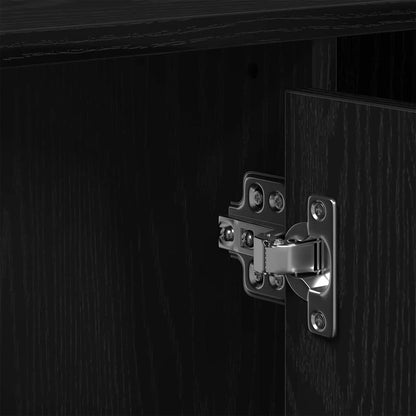 Badrumsunderskåp med dörr Svart Ek 91 x 35 x 60 cm