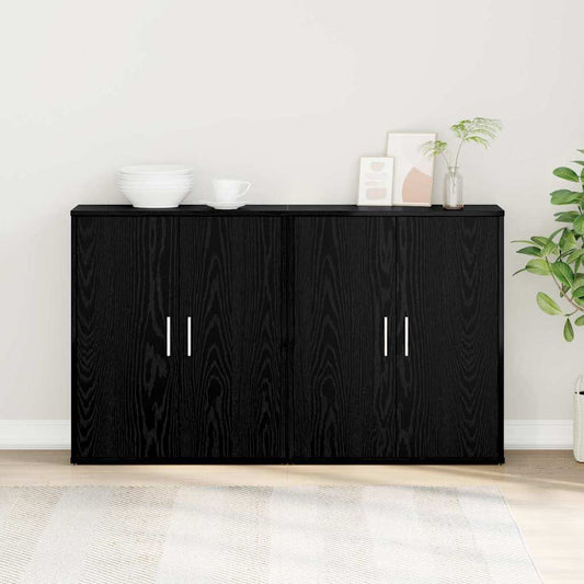 Skåp 2 pcs Svart ek 60 x 31 x 70 cm Konstruerat trä