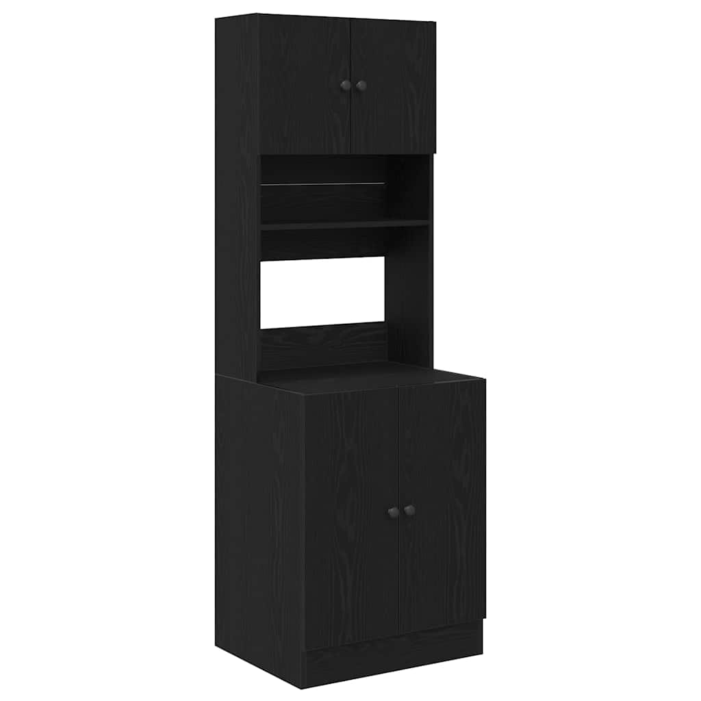 Köksskåp med hylla Svart ek 60 x 50 x 180 cm Konstruerat trä